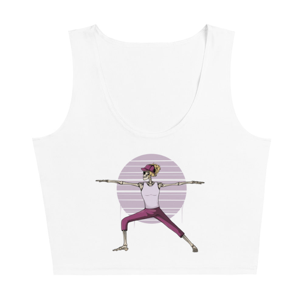 SKELLIES Women's Graphic Crop Top - Skeleton Yoga Warrior Crop Top Print, Casual Wear