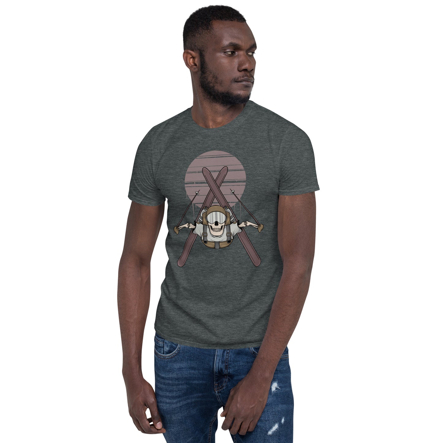 SKELLIES Men's Graphic T-shirt - Skeleton Skiing flip T-shirt Print, Regular Fit, Casual Wear