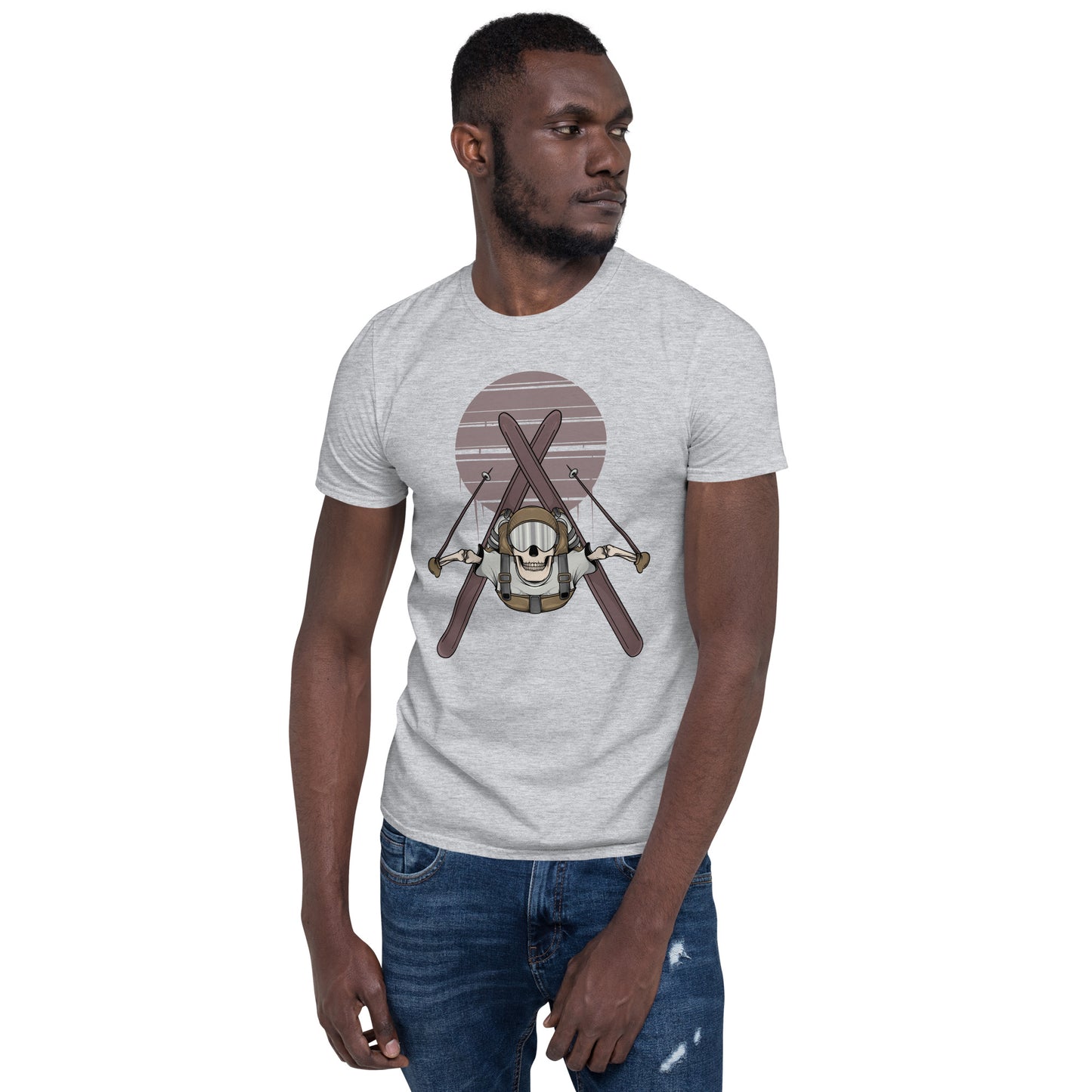 SKELLIES Men's Graphic T-shirt - Skeleton Skiing flip T-shirt Print, Regular Fit, Casual Wear