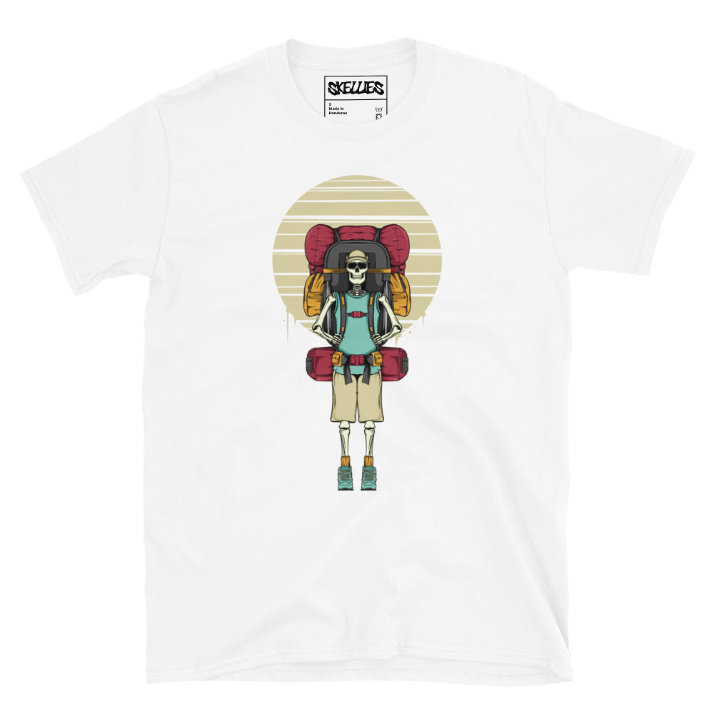 SKELLIES Men's Graphic T-shirt - Skeleton hiking T-shirt Print, Relaxed Fit, Casual Wear