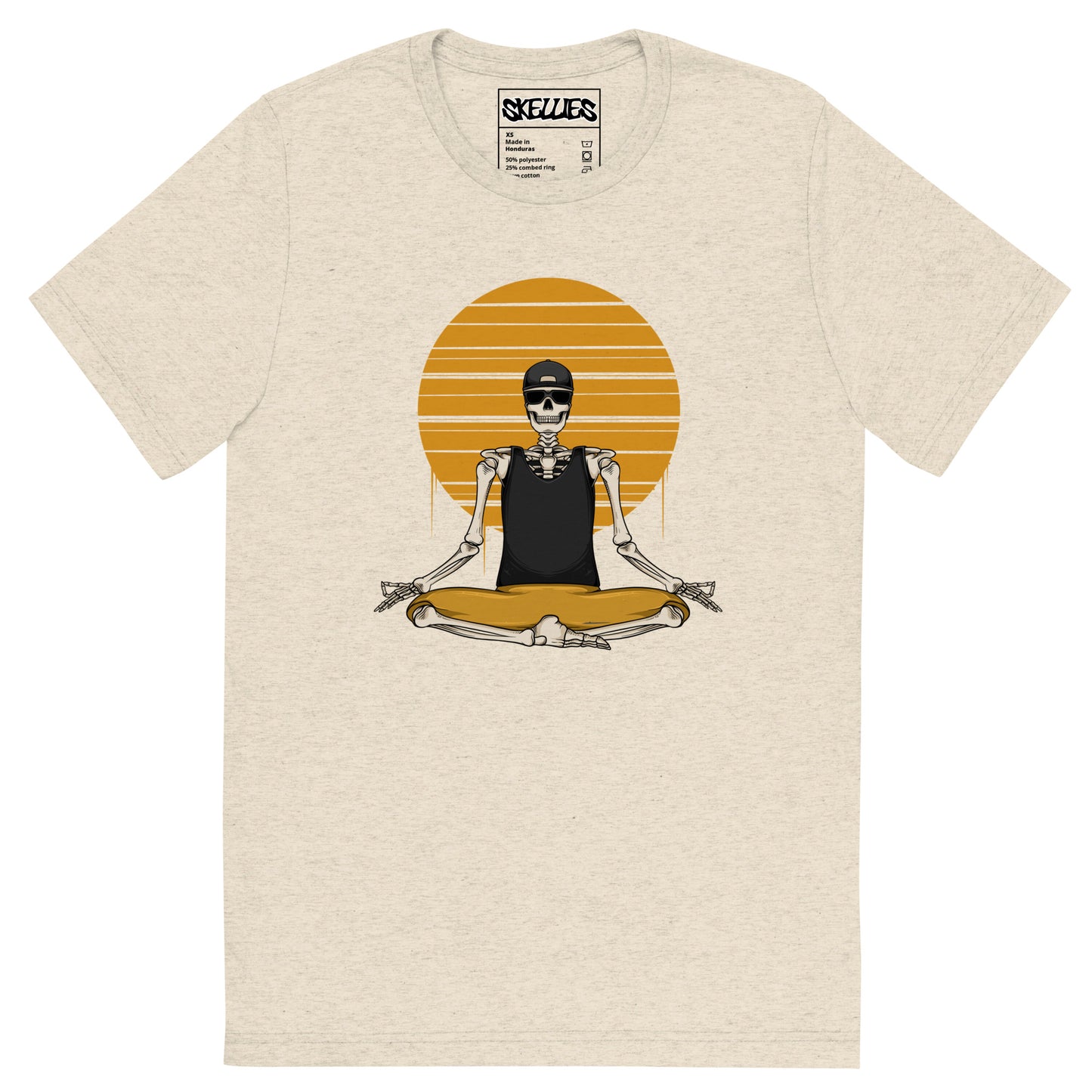 SKELLIES Men's Graphic Tri-Blend T-shirt - Skeleton Yoga T-shirt Print, Regular Fit, Casual Wear