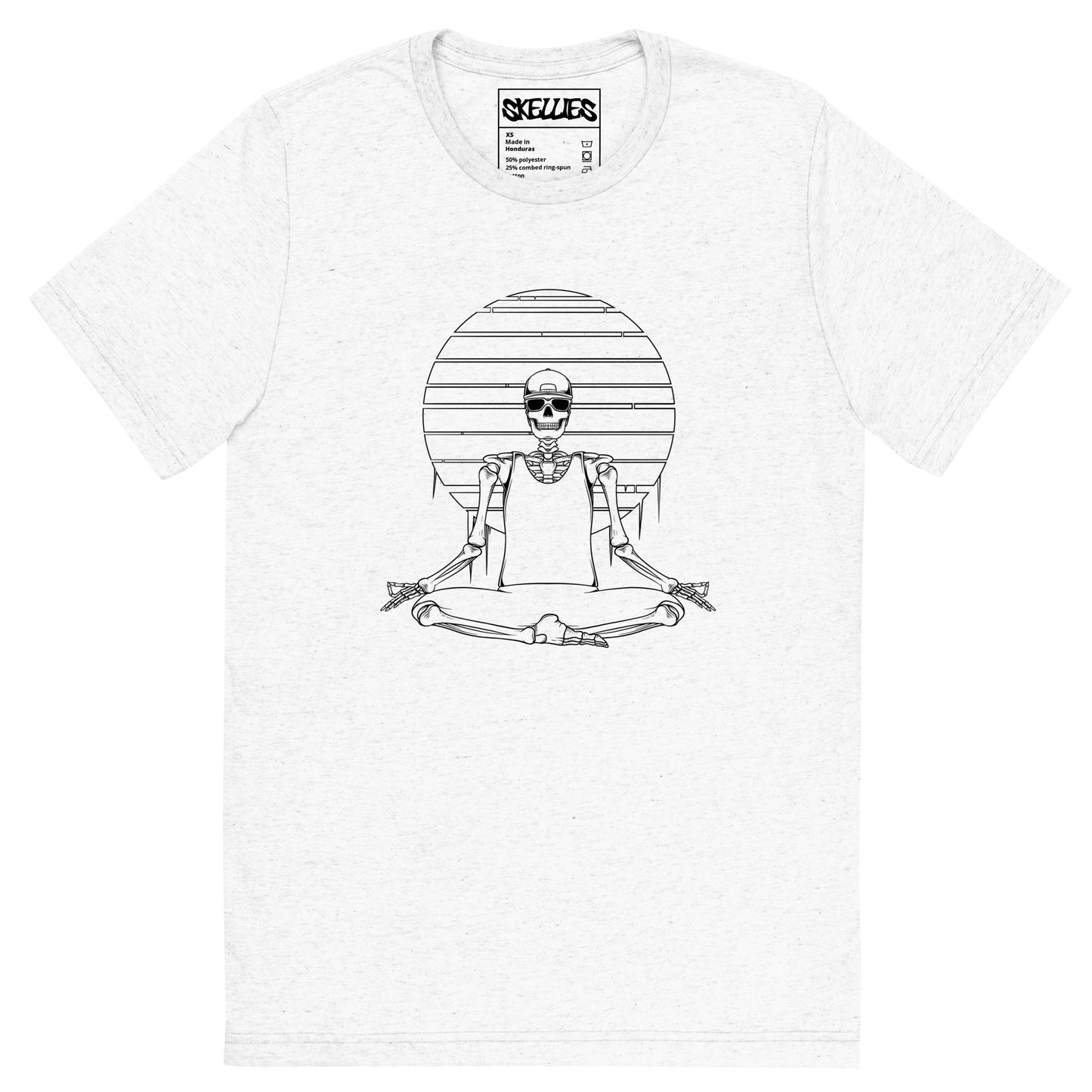 SKELLIES Men's Line Graphic Tri-Blend T-shirt - Skeleton Yoga T-shirt Line Print, Regular Fit, Casual Wear