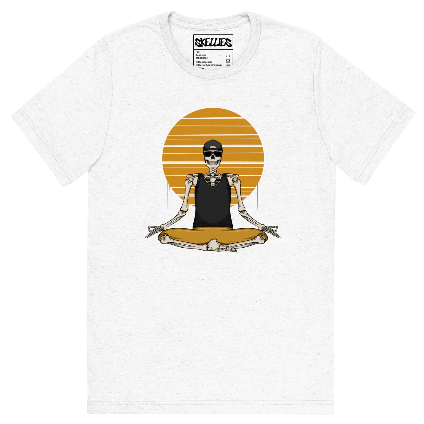 SKELLIES Men's Graphic Tri-Blend T-shirt - Skeleton Yoga T-shirt Print, Regular Fit, Casual Wear