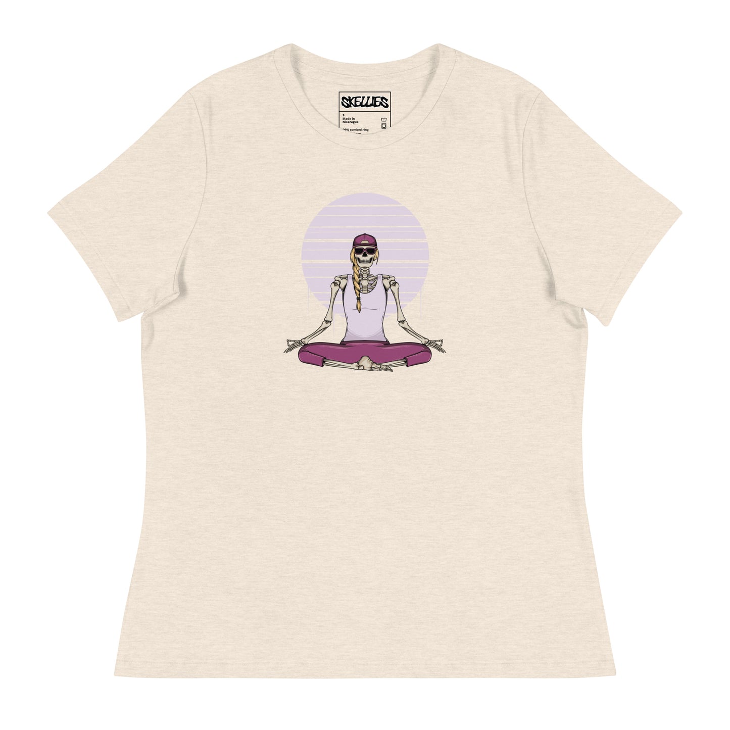 SKELLIES Women's Graphic T-shirt - Skeleton Yoga T-shirt Print, Relaxed Fit, Casual Wear