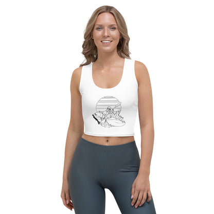 SKELLIES Women's Line Graphic Crop Top - Skeleton Kayaking Crop Top Line Print, Casual Wear