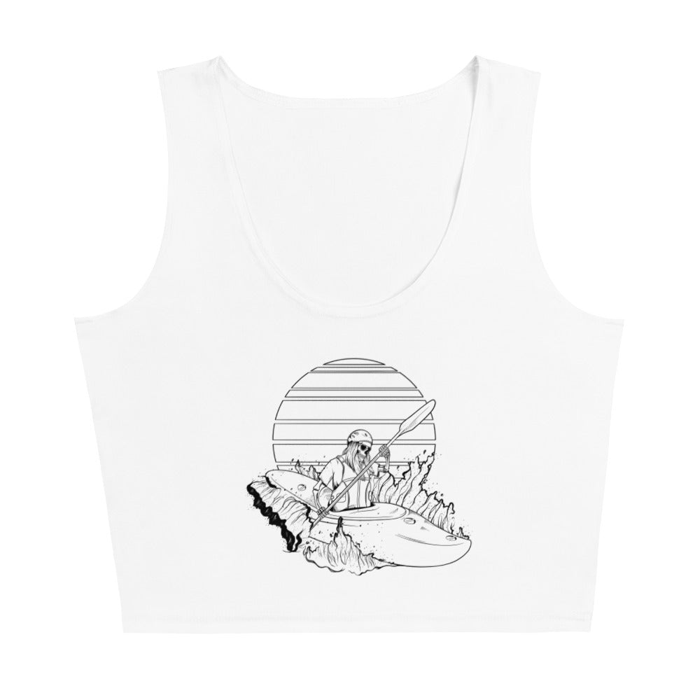 SKELLIES Women's Line Graphic Crop Top - Skeleton Kayaking Crop Top Line Print, Casual Wear