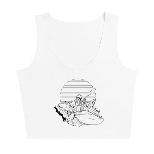 SKELLIES Women's Line Graphic Crop Top - Skeleton Kayaking Crop Top Line Print, Casual Wear