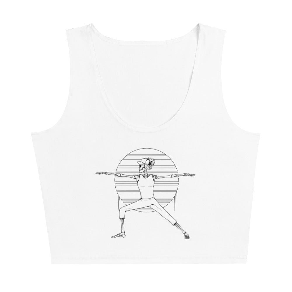 SKELLIES Women's Line Graphic Crop Top - Skeleton Yoga Warrior Crop Top Line Print, Casual Wear