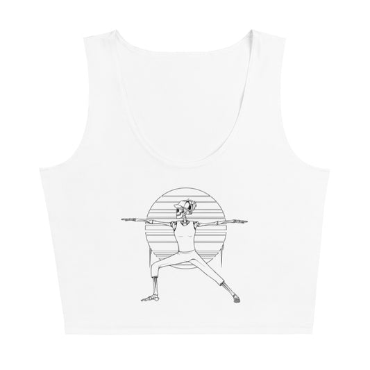 SKELLIES Women's Line Graphic Crop Top - Skeleton Yoga Warrior Crop Top Line Print, Casual Wear