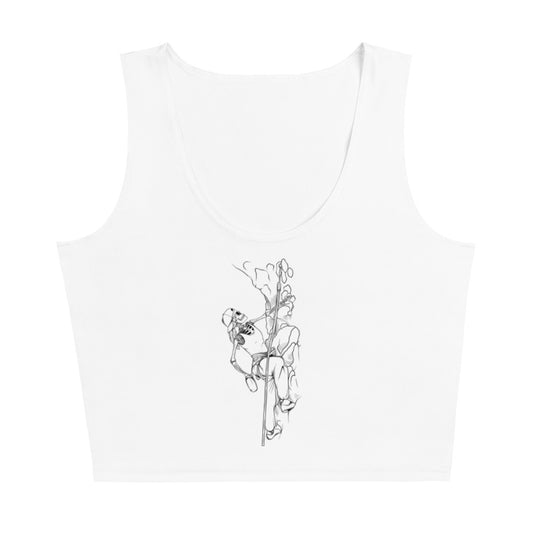 SKELLIES Women's Line Graphic Crop Top - Skeleton Rock Climbing Crop Top Line Print, Casual Wear