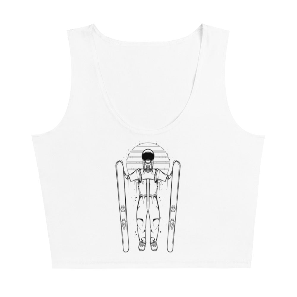 SKELLIES Women's Line Graphic Crop Top - Skeleton Skiing Crop Top Line Print, Casual Wear