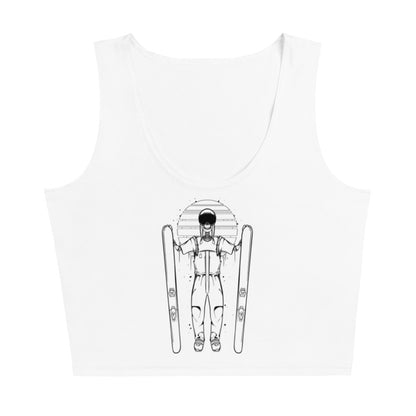 SKELLIES Women's Line Graphic Crop Top - Skeleton Skiing Crop Top Line Print, Casual Wear