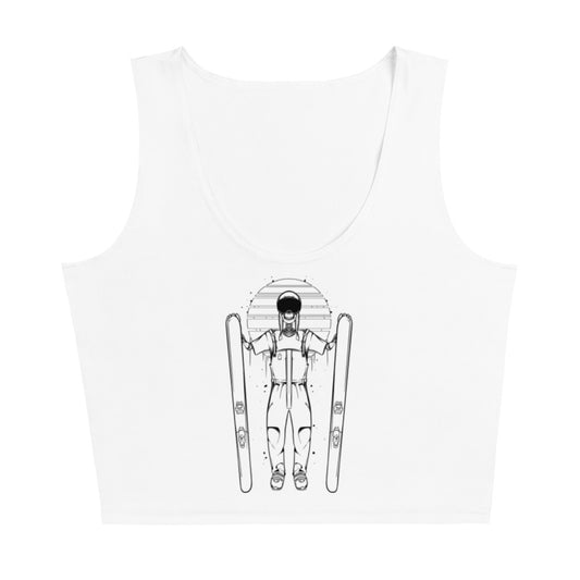 SKELLIES Women's Line Graphic Crop Top - Skeleton Skiing Crop Top Line Print, Casual Wear