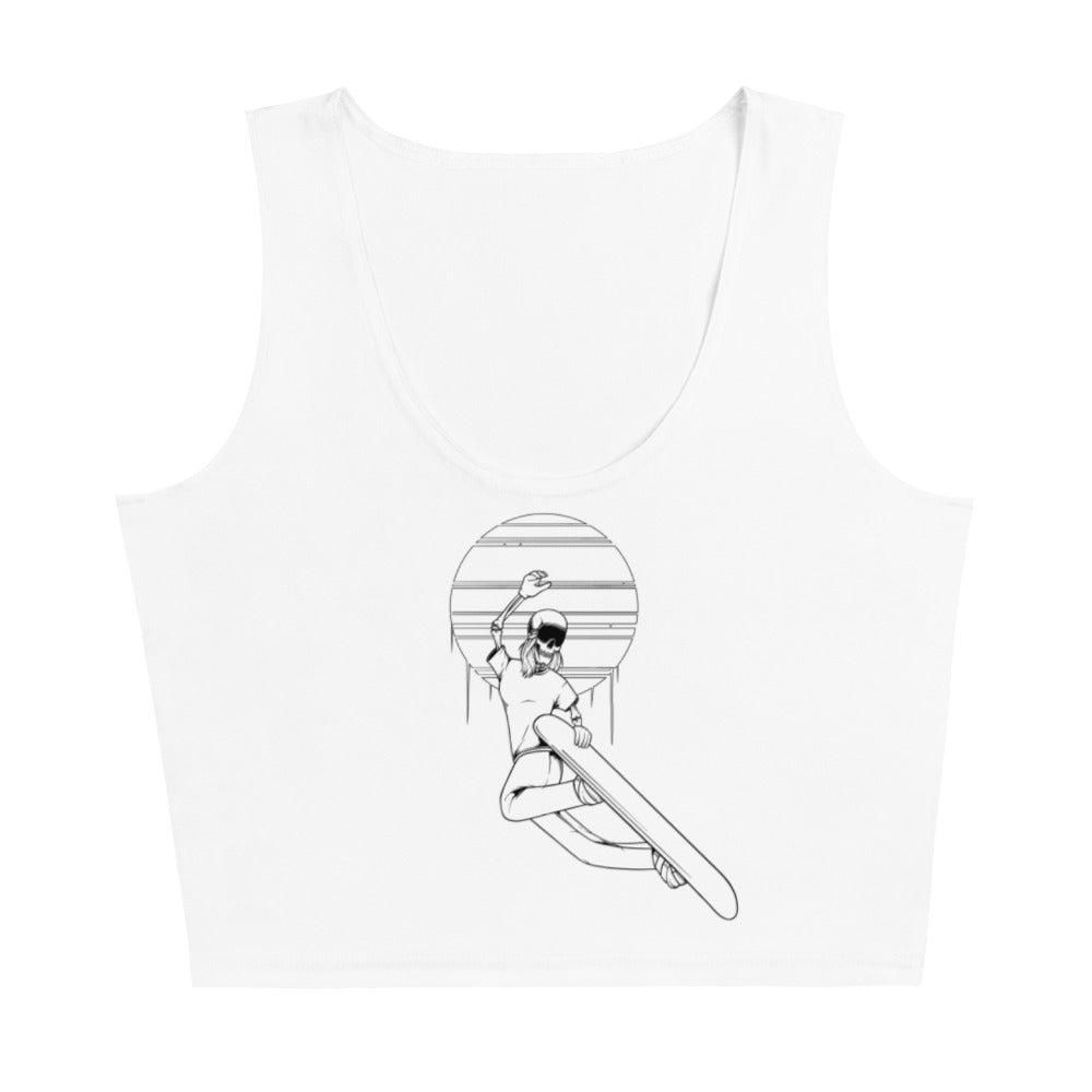 SKELLIES Women's Line Graphic Crop Top - Skeleton Snowboarding Crop Top Line Print, Casual Wear