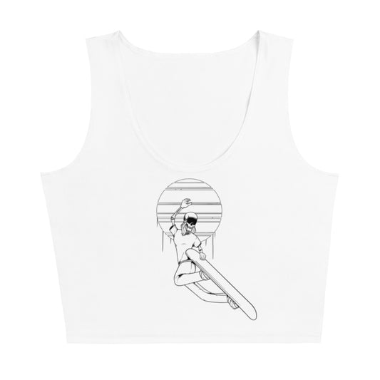 SKELLIES Women's Line Graphic Crop Top - Skeleton Snowboarding Crop Top Line Print, Casual Wear