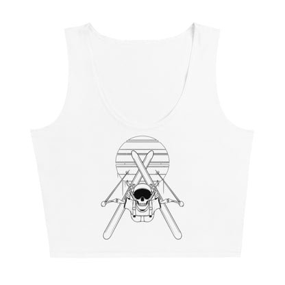 SKELLIES Women's Line Graphic Crop Top - Skeleton Ski Flip Crop Top Line Print, Casual Wear