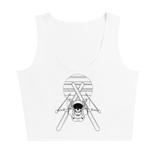 SKELLIES Women's Line Graphic Crop Top - Skeleton Ski Flip Crop Top Line Print, Casual Wear