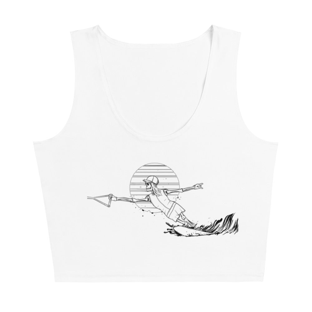 SKELLIES Women's Line Graphic Crop Top - Skeleton Water Ski Cut Crop Top Line Print, Casual Wear