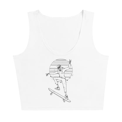 SKELLIES Women's Line Graphic Crop Top - Skeleton Skateboarding Crop Top Line Print, Casual Wear