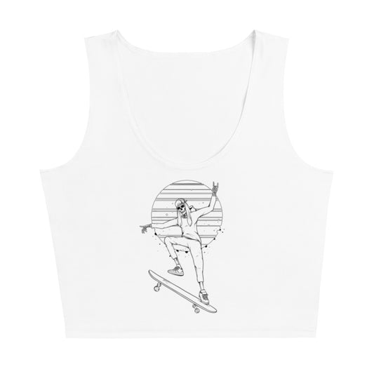 SKELLIES Women's Line Graphic Crop Top - Skeleton Skateboarding Crop Top Line Print, Casual Wear