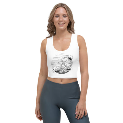 SKELLIES Women's Line Graphic Crop Top - Skeleton Mountain Biking Crop Top Line Print, Casual Wear