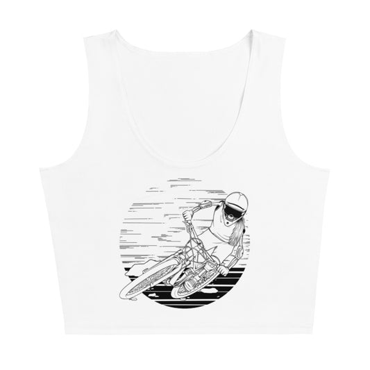 SKELLIES Women's Line Graphic Crop Top - Skeleton Mountain Biking Crop Top Line Print, Casual Wear