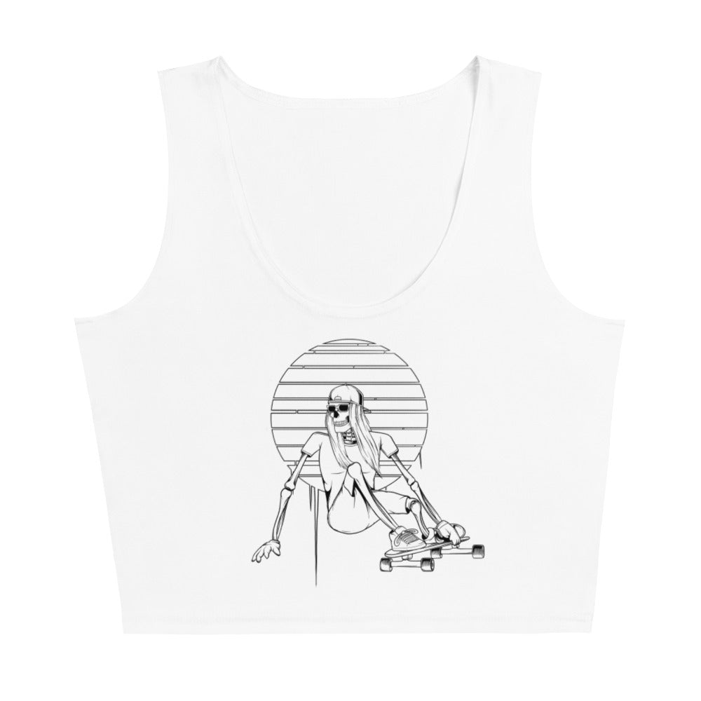 SKELLIES Women's Line Graphic Crop Top - Skeleton Longboarding Crop Top Line Print, Casual Wear