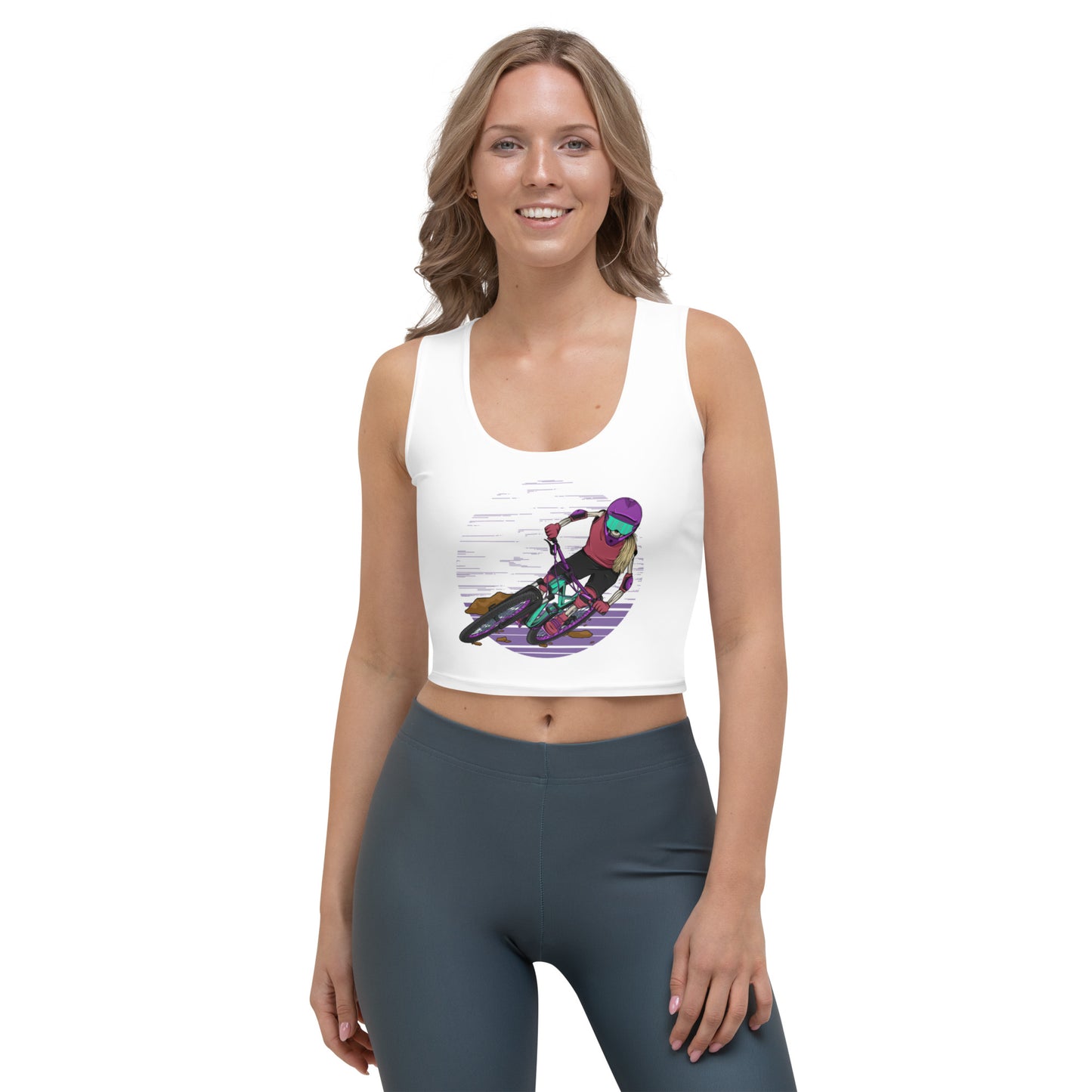 SKELLIES Women's Graphic Crop Top - Skeleton Mountain Biking Crop Top Print, Casual Wear