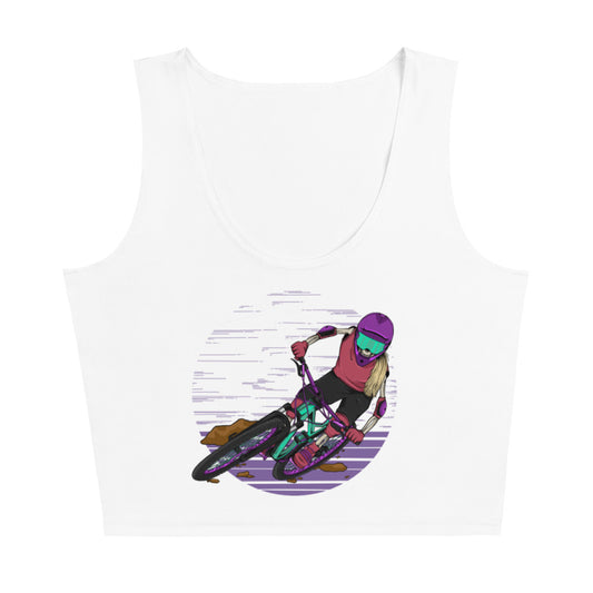 SKELLIES Women's Graphic Crop Top - Skeleton Mountain Biking Crop Top Print, Casual Wear