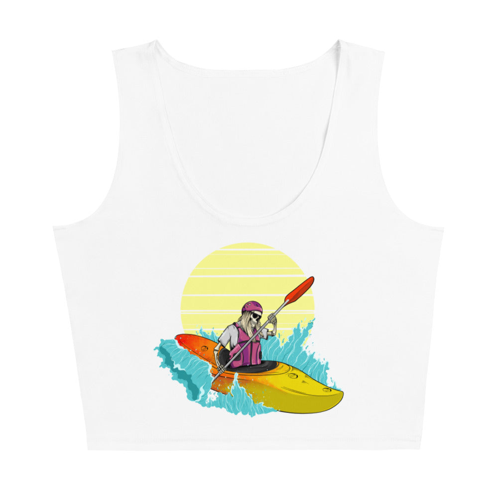 SKELLIES Women's Graphic Crop Top - Skeleton Kayaking Crop Top Print, Casual Wear