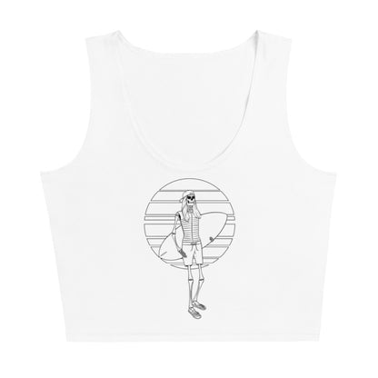 SKELLIES Women's Line Graphic Crop Top - Skeleton Wakesurfing Crop Top Line Print, Casual Wear