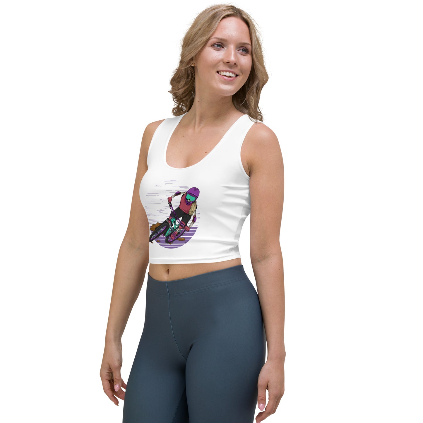 SKELLIES Women's Graphic Crop Top - Skeleton Mountain Biking Crop Top Print, Casual Wear