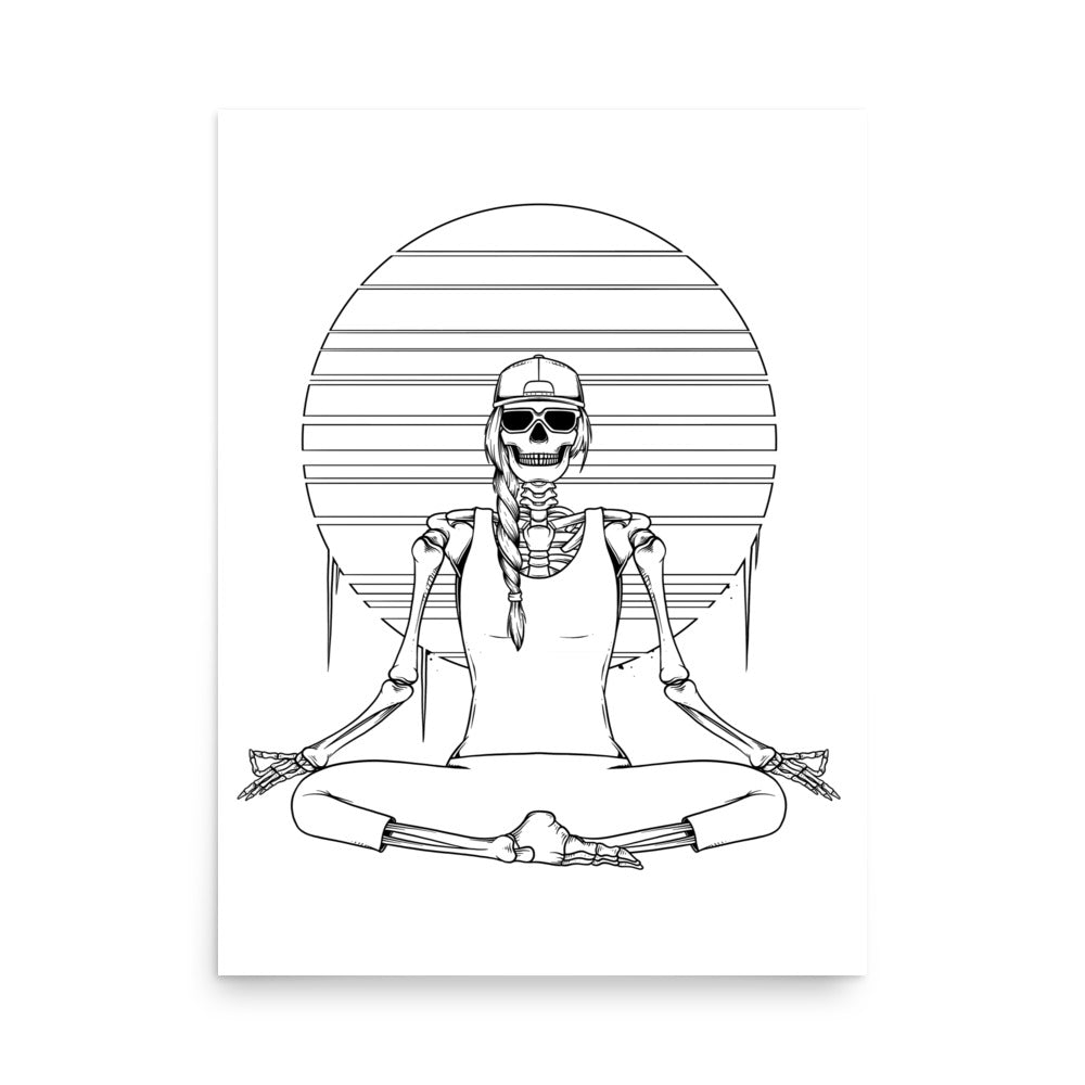 SKELLIES Yoga Woman Poster - Skeleton Yoga Line Graphic, Wall Art for Yoga Enthusiasts