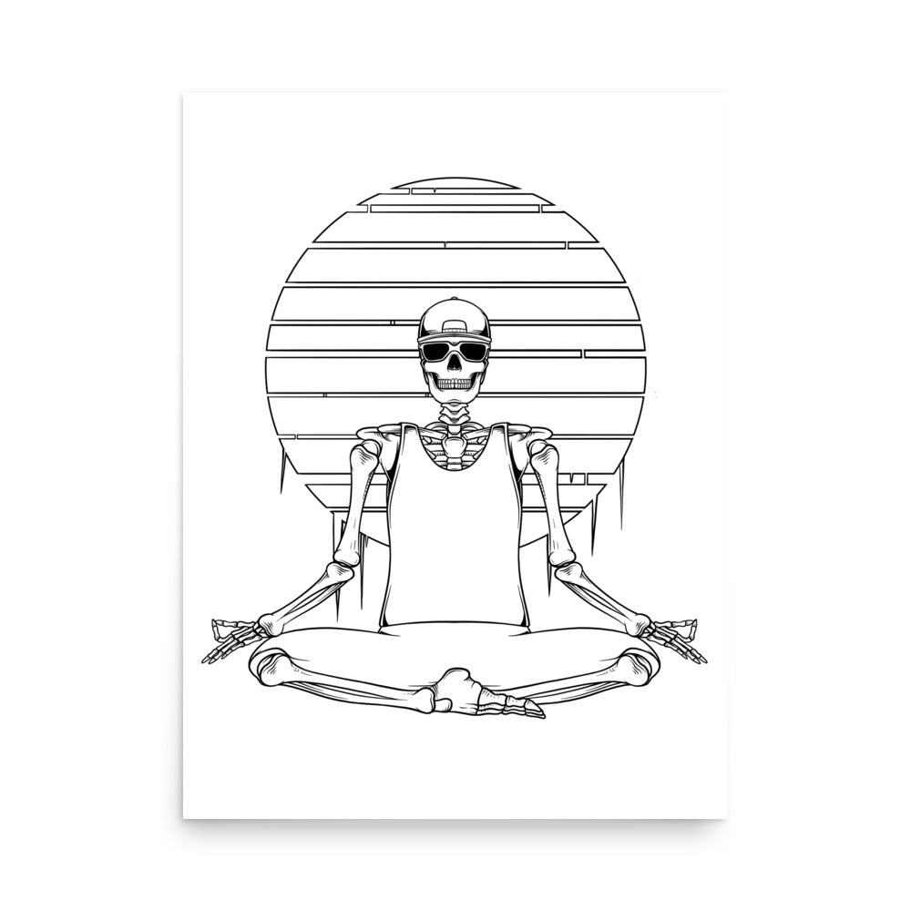 SKELLIES Yoga Man Poster - Skeleton Yoga Line Graphic, Wall Art for Yoga Enthusiasts