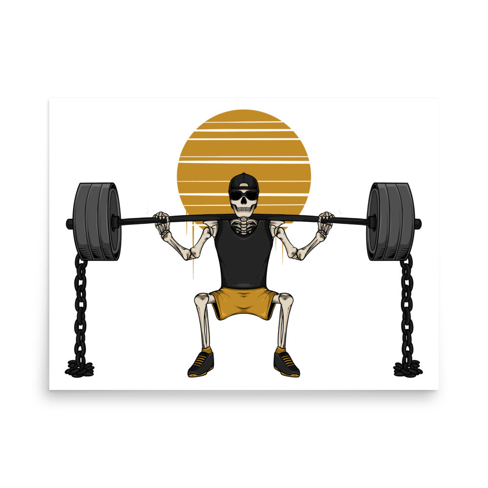 SKELLIES Gym Man Poster - Skeleton Weightlifting Graphic, Wall Art for Gym Enthusiasts