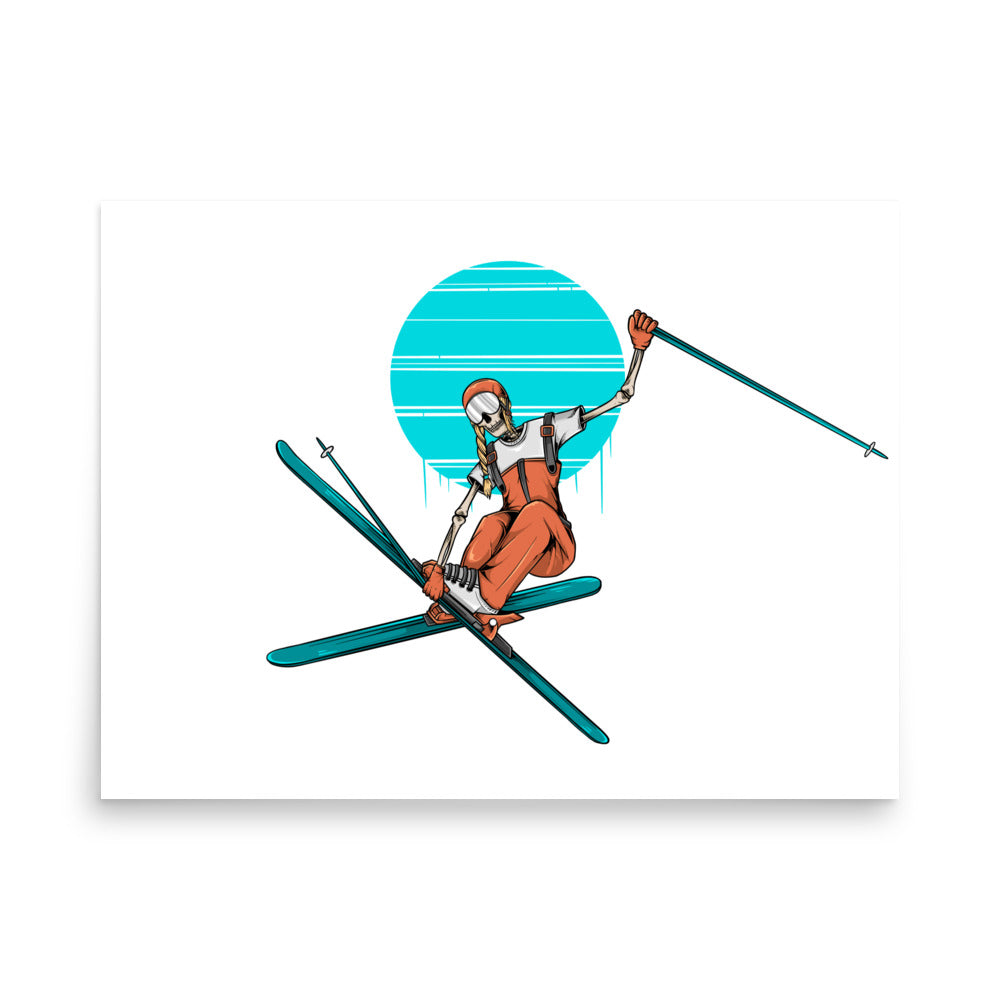 SKELLIES Ski Grab Woman Poster - Skeleton Ski Grab Graphic, Wall Art for Skiing Enthusiasts