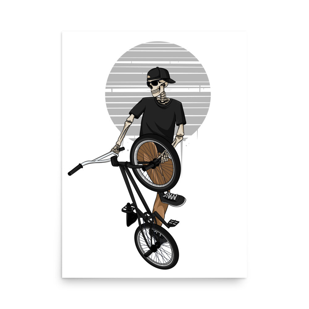 SKELLIES BMX Poster - Skeleton BMXing Graphic, Wall Art for BMX Enthusiasts