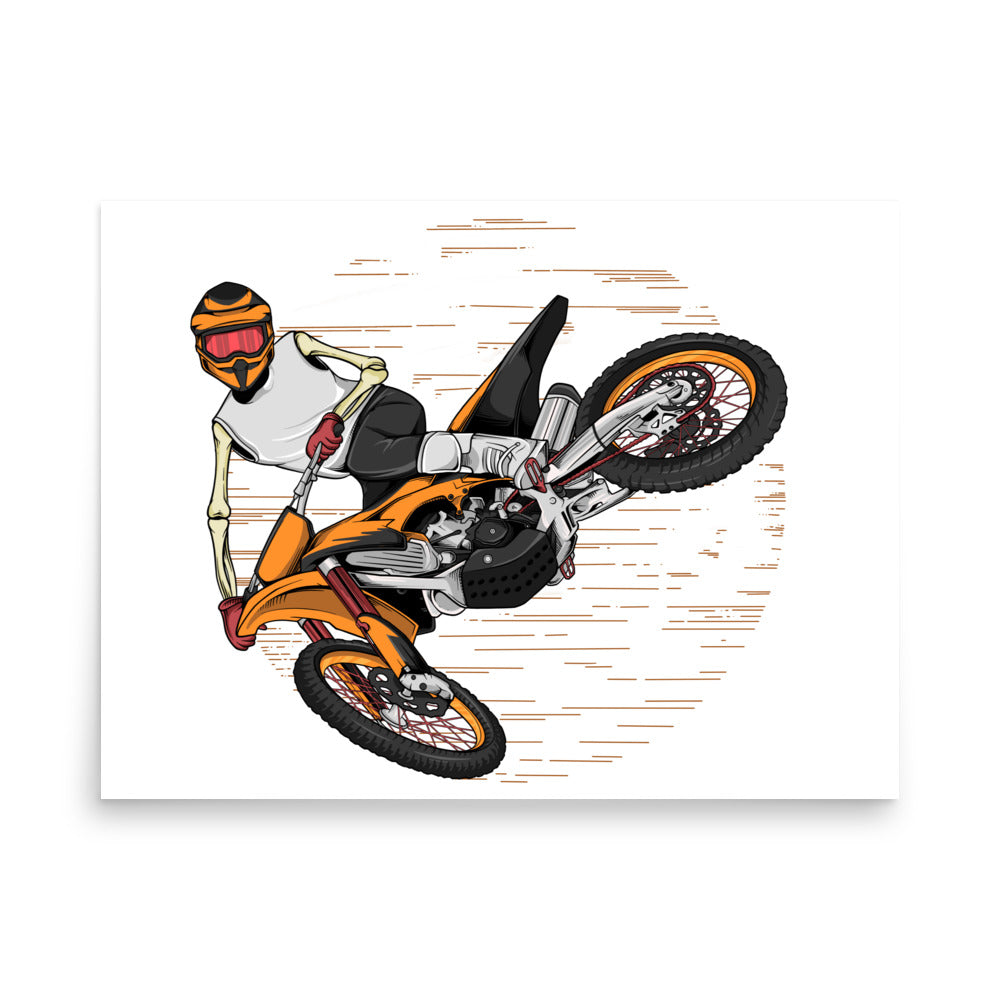 SKELLIES Motocross Man Poster - Skeleton Motocross Graphic, Wall Art for Motocross Enthusiasts