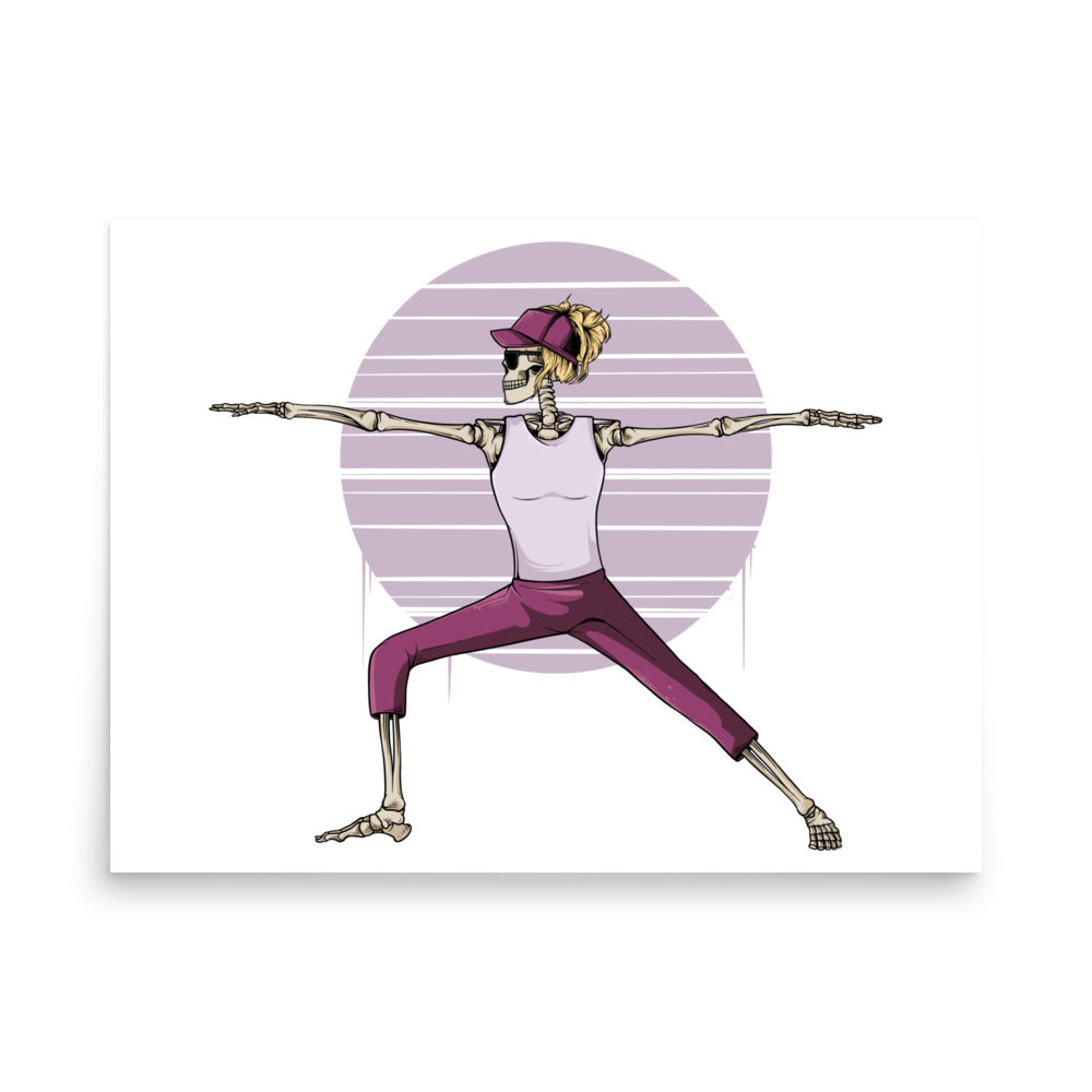 SKELLIES Yoga Warrior Woman Poster - Skeleton Yoga Warrior Graphic, Wall Art for Yoga Enthusiasts