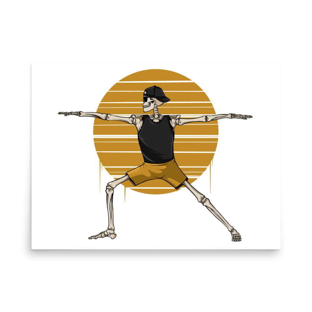 SKELLIES Yoga Warrior Man Poster - Skeleton Yoga Warrior Graphic, Wall Art for Yoga Enthusiasts