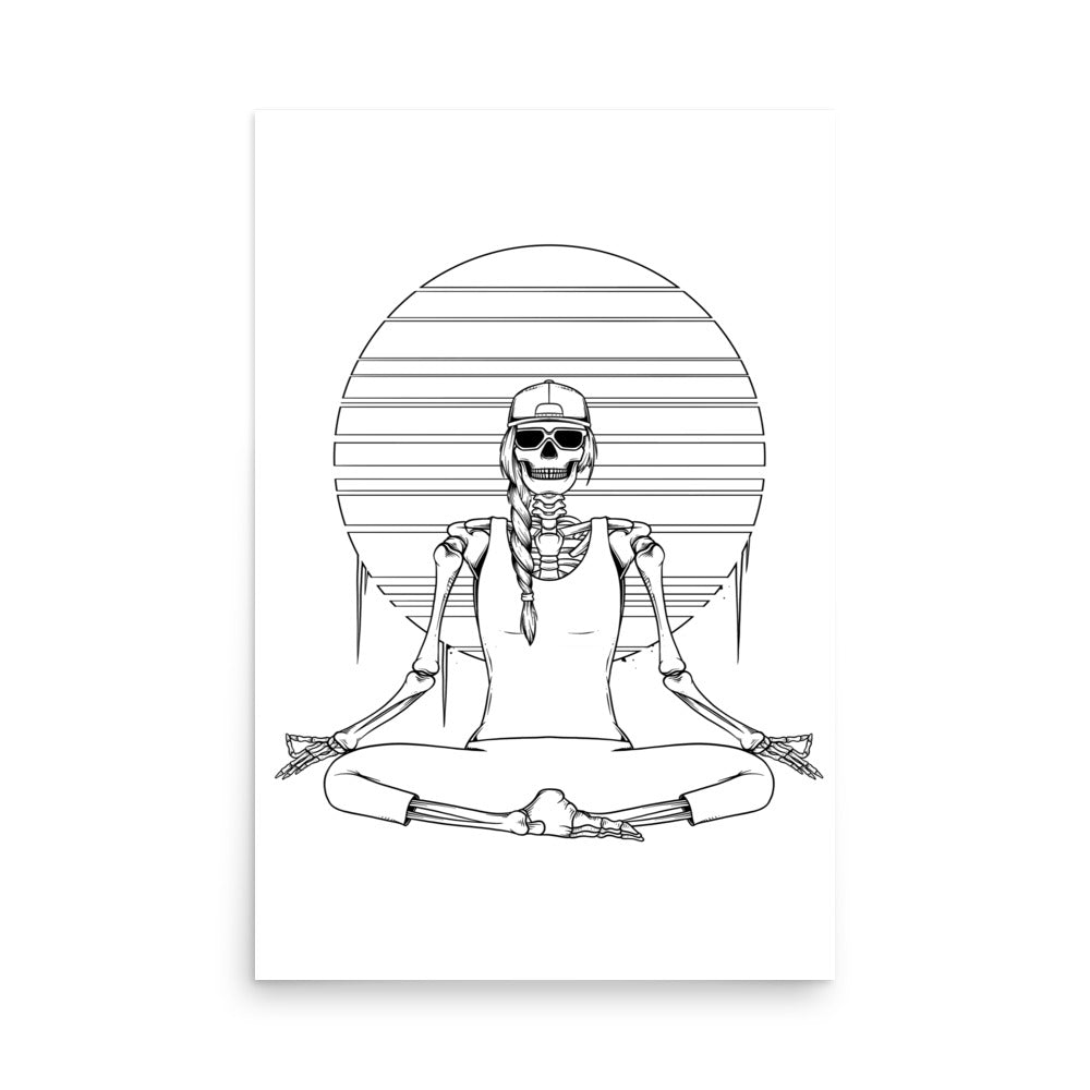 SKELLIES Yoga Woman Poster - Skeleton Yoga Line Graphic, Wall Art for Yoga Enthusiasts