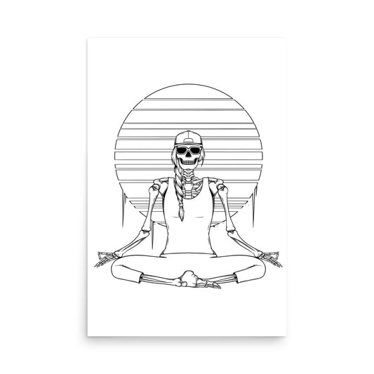 SKELLIES Yoga Woman Poster - Skeleton Yoga Line Graphic, Wall Art for Yoga Enthusiasts