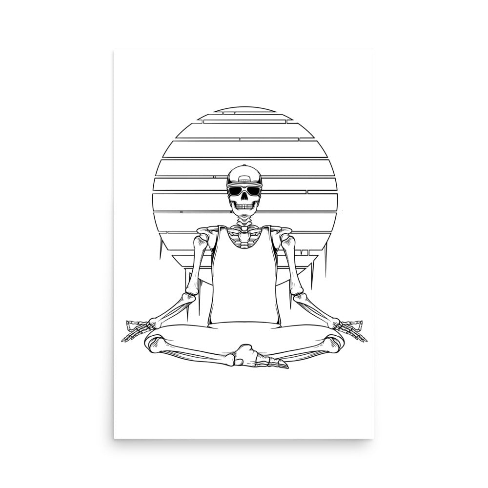 SKELLIES Yoga Man Poster - Skeleton Yoga Line Graphic, Wall Art for Yoga Enthusiasts