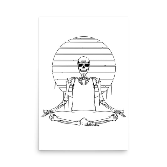 SKELLIES Yoga Man Poster - Skeleton Yoga Line Graphic, Wall Art for Yoga Enthusiasts