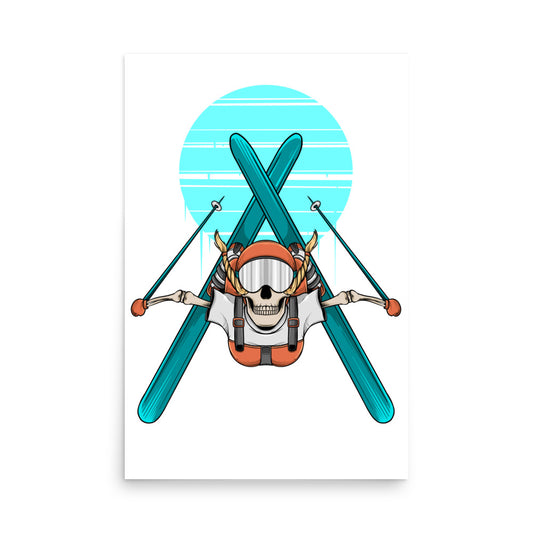 SKELLIES Ski flip Woman Poster - Skeleton Skiing Graphic, Wall Art for Skiing Enthusiasts