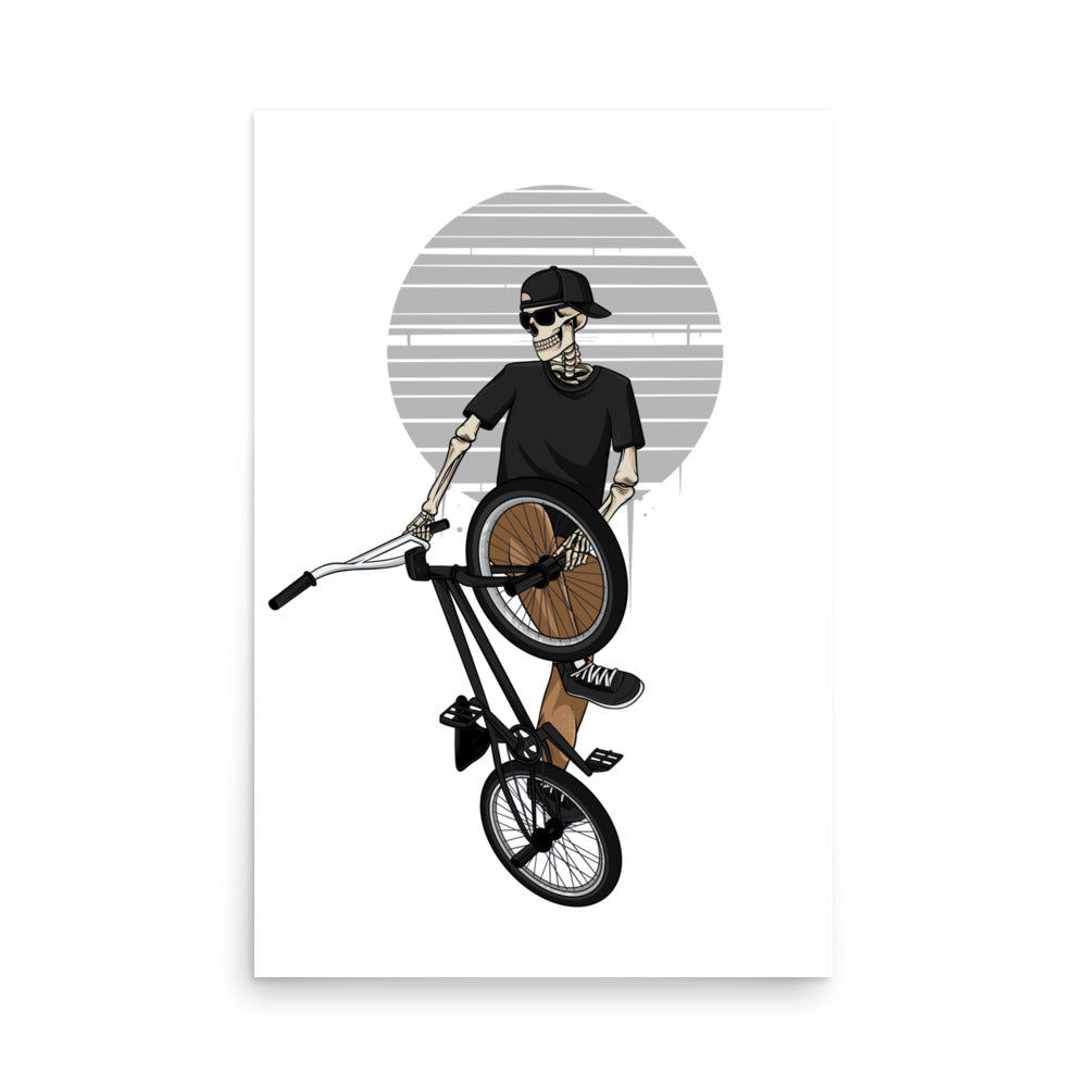 SKELLIES BMX Poster - Skeleton BMXing Graphic, Wall Art for BMX Enthusiasts