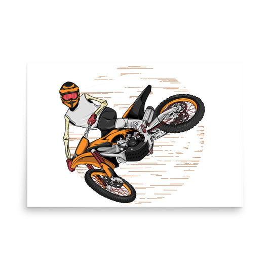 SKELLIES Motocross Man Poster - Skeleton Motocross Graphic, Wall Art for Motocross Enthusiasts