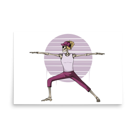 SKELLIES Yoga Warrior Woman Poster - Skeleton Yoga Warrior Graphic, Wall Art for Yoga Enthusiasts