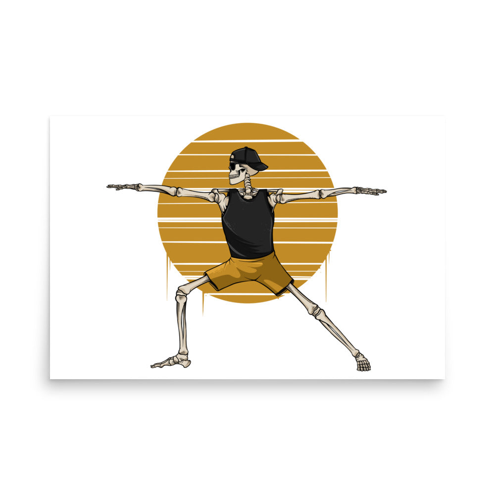 SKELLIES Yoga Warrior Man Poster - Skeleton Yoga Warrior Graphic, Wall Art for Yoga Enthusiasts