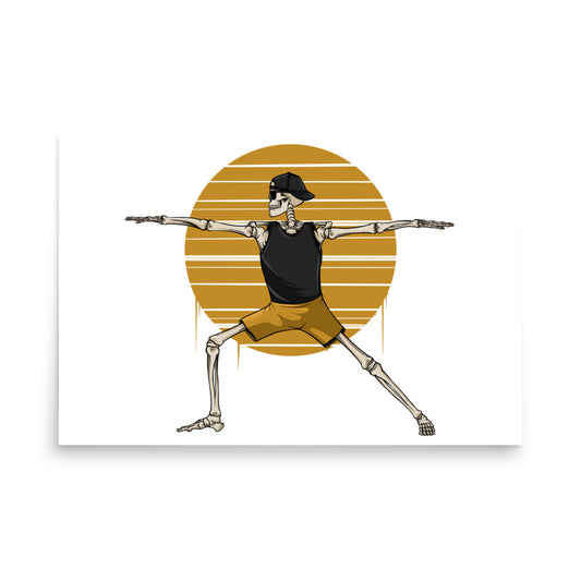 SKELLIES Yoga Warrior Man Poster - Skeleton Yoga Warrior Graphic, Wall Art for Yoga Enthusiasts